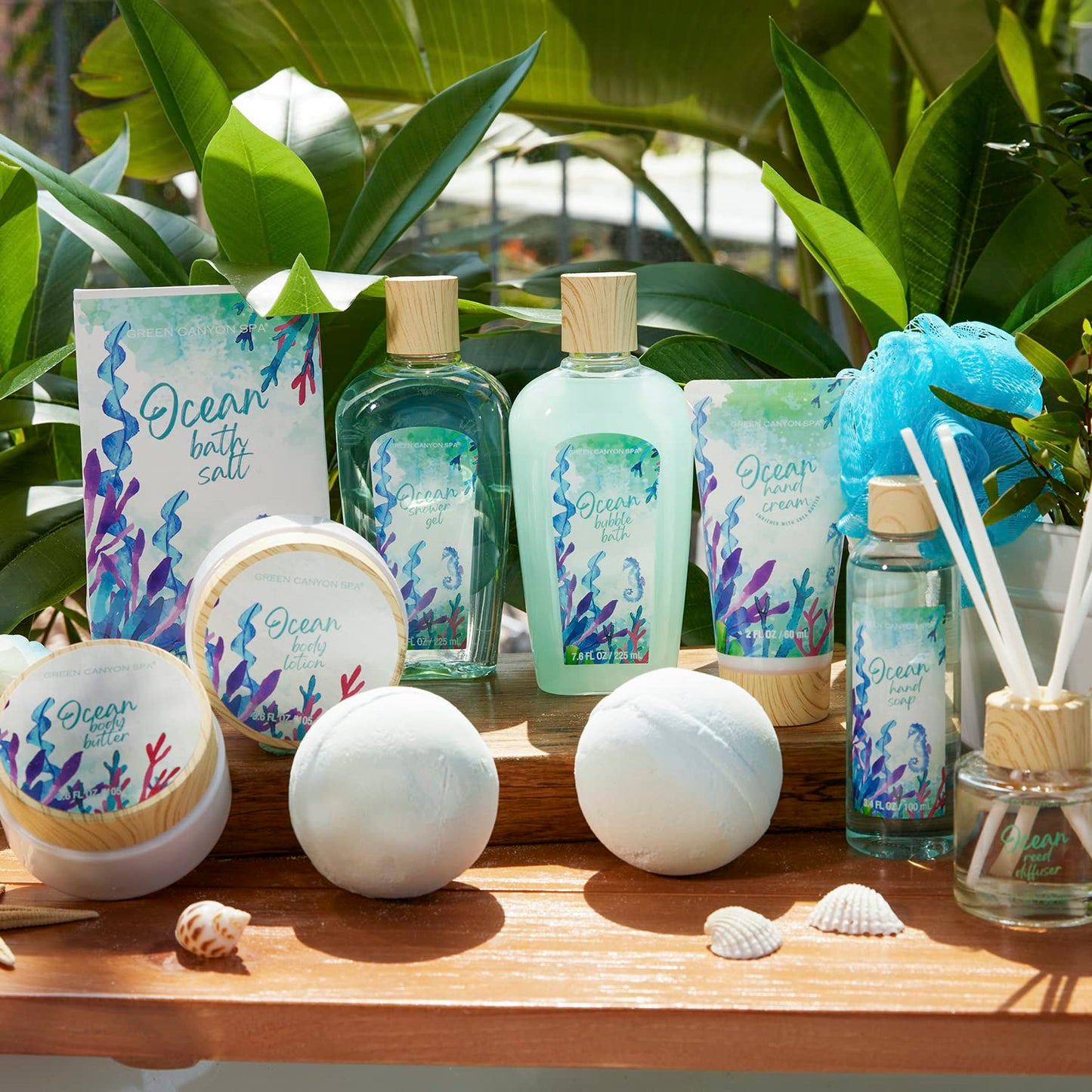 Spa Gift Basket for Women - 12-Piece Ocean Spa Set with Bubble Bath & Body Lotion | Perfect Valentine's Gift