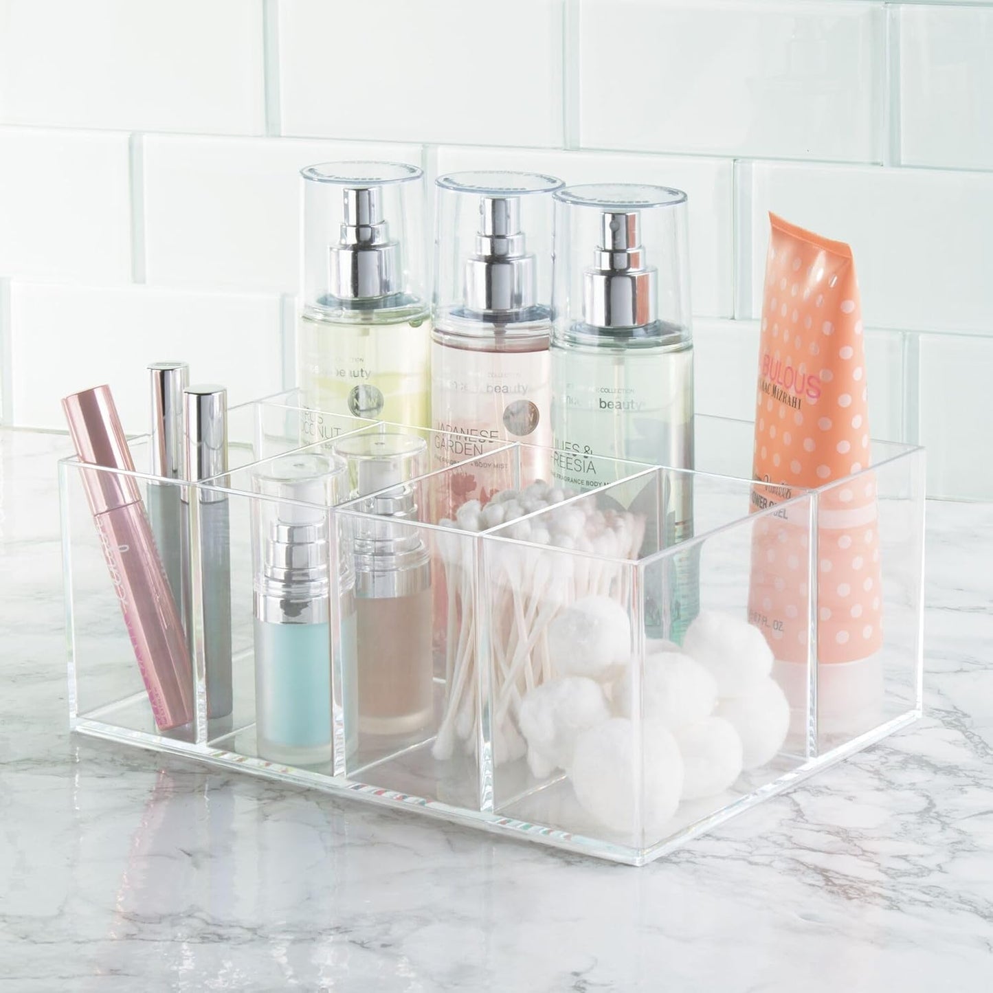 iDesign 5-Section Makeup Organizer - Clear Bathroom Vanity Storage | Set of 2