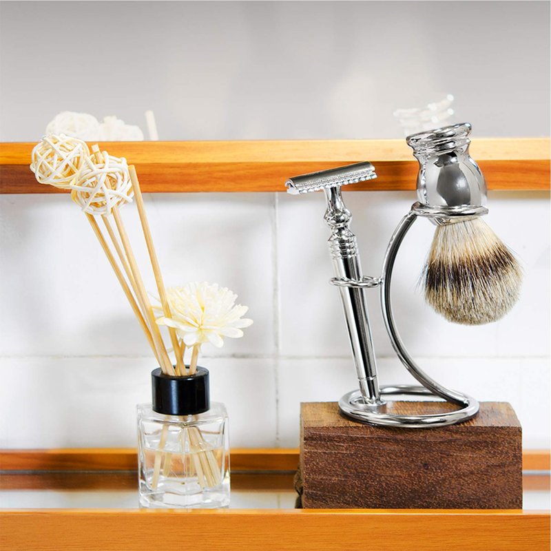 Grandslam Shaving Razor and Brush Stand Universal Holder for Safety Razor Storage Shave Brush Holder (gunmetal)