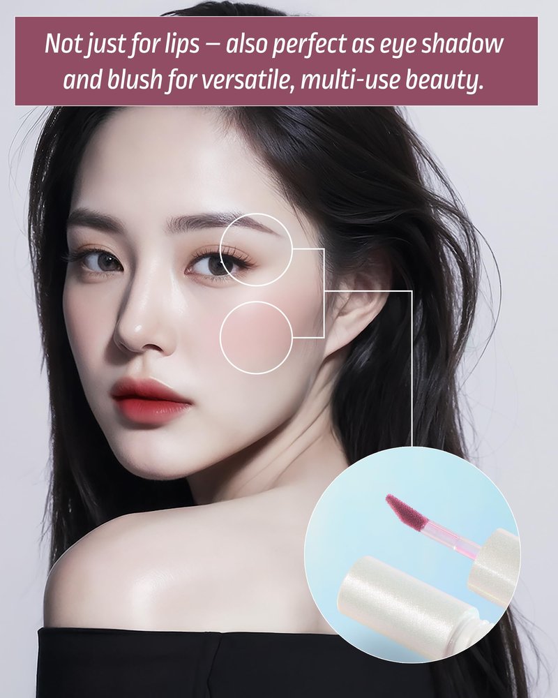 H HEVVY HEVVYMAKEUP Blurring Effect Lip Tint - Airy Velvet Matte Lips - Vegan, Longwear, Vibrant, Buildable Creamy Soft Texture - Korean Lip Makeup, Sweet Rosy, 0.13 fl.oz.