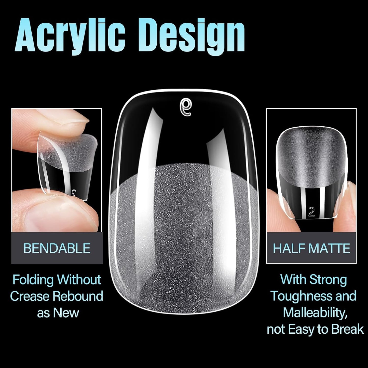 TOMICCA Short Nail Tips Extra Short Square Nail Tips, 192Pcs Fake Nails 12 Sizes Acrylic Clear Nails for Beginner and Professional DIY Gel Nails Salon