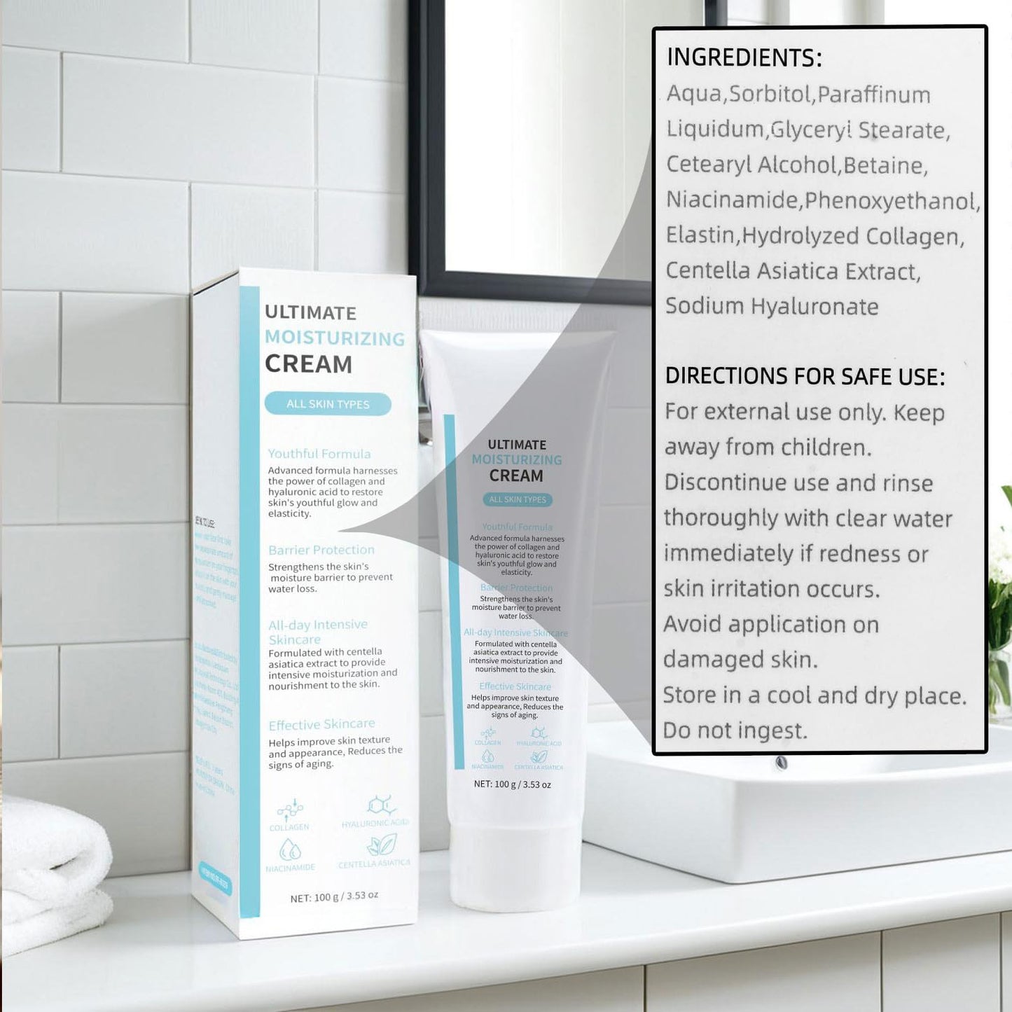 Mtmult Youthful Formula Facial Moisturizer with Niacinamide & Hyaluronic Acid - Face Cream for Deep Hydration, Infused with Centella Asiatica & Collagen - Daily Moisturizer for Youthful Skin