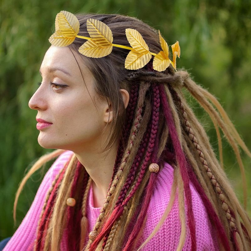 24Pcs Roman Laurel Toga Head Wreath Goddess Headpiece Circlet 7.3 Inches in Diameter Gold Leaf Crown Golden Greek Emperor Crown Toga Headwear