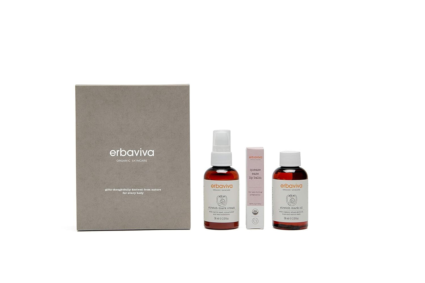 Organic Mama Discovery Kit - Essential Pregnancy Gift Set for Expectant Mothers | Includes Stretch Mark Oil & Cream, Quease Ease Lip Balm