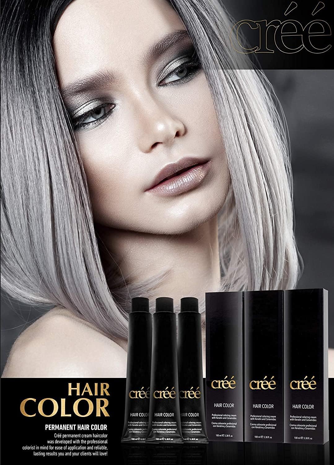 Cree Professional 8.3 - Light Golden Blond Permanent Hair Color - Long Lasting, Rich Vibrant - Gray Coverage 100ml - 3.4 fl.oz.