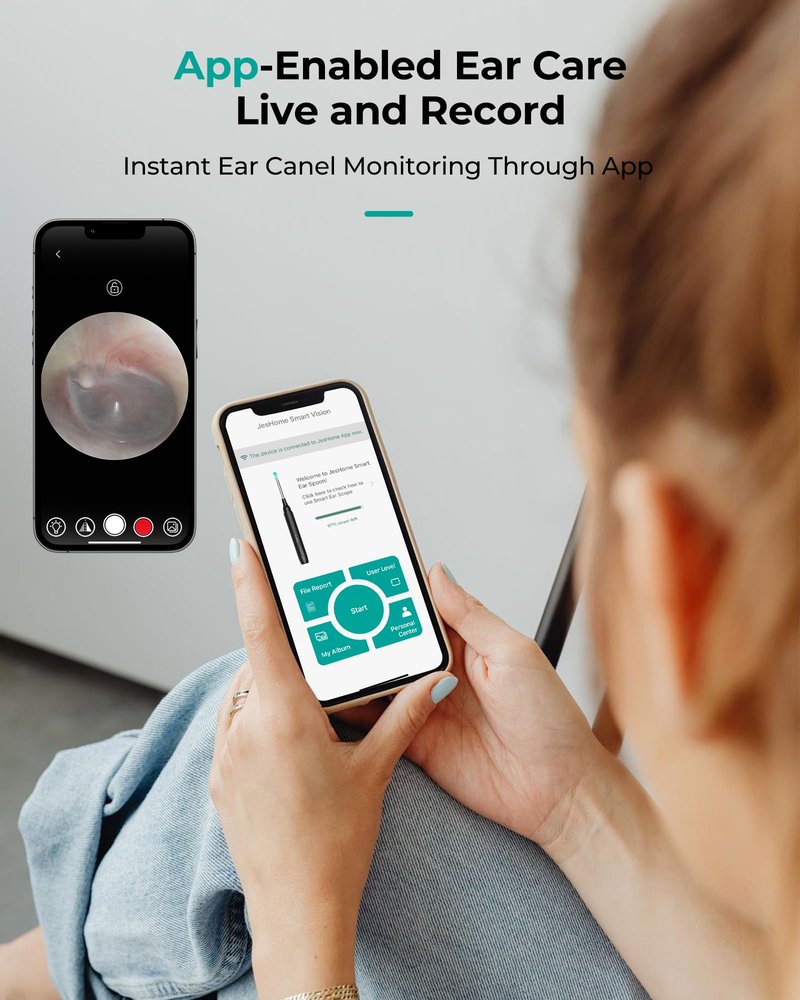 Ear Wax Removal Camera Cleaner: Otoscope with Light Earwax Remover Cleaning Tool - 1080P HD Wirless Digital Scope with Tweezers and Spoon Endoscope Compatible with Smart Phone