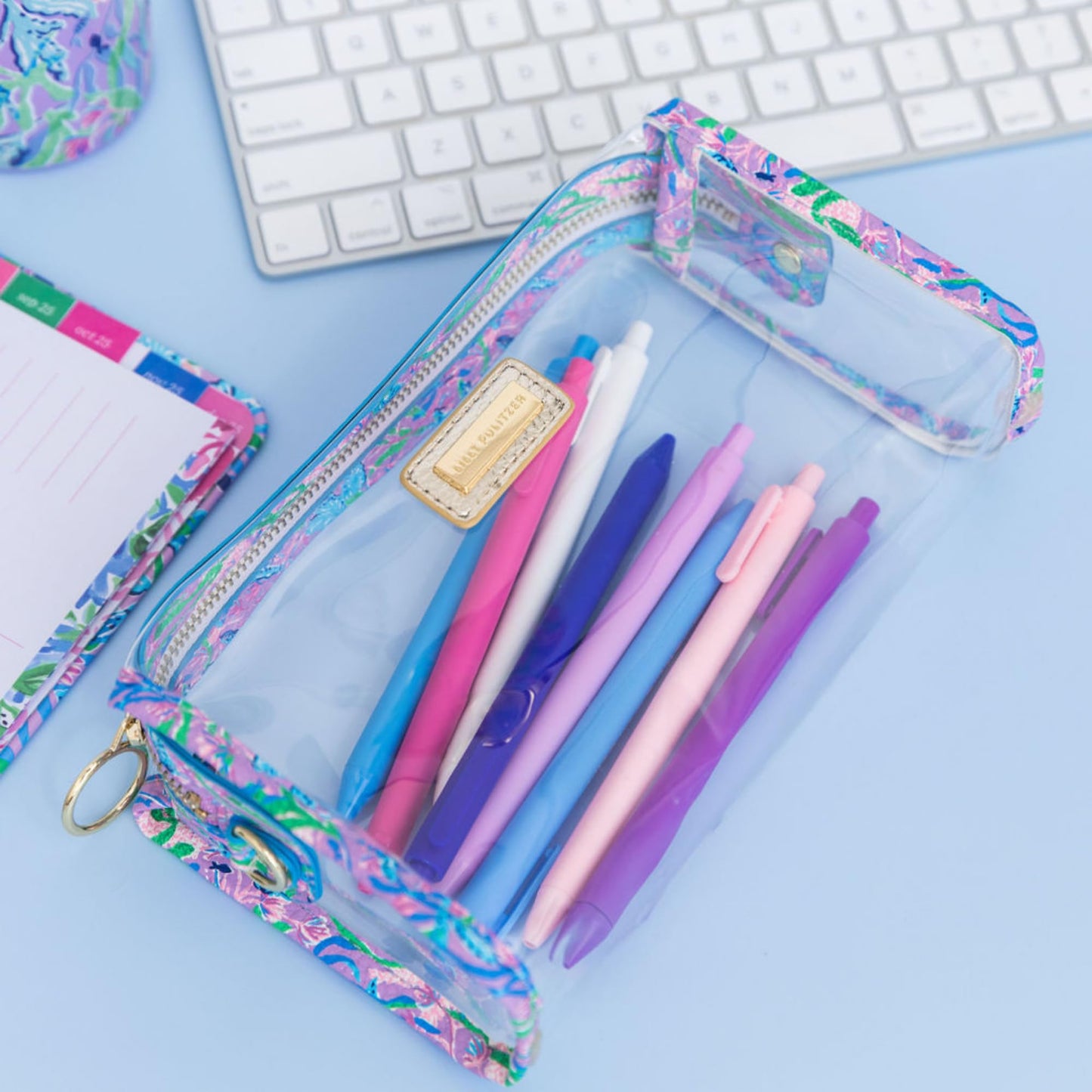 Lilly Pulitzer Clear Zipper Pouch, Cute Pencil Case for Adults, Travel Toiletry Bag, Small Pouch Bag for Supplies, Makeup or Toiletries (Secret Escape)…