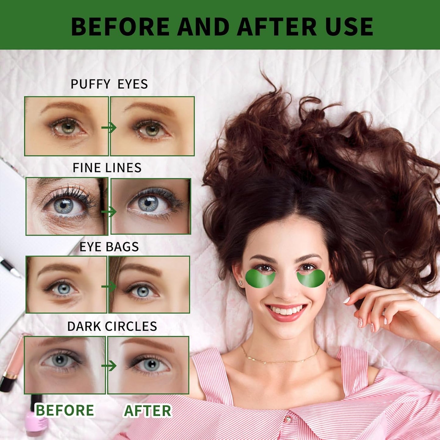 24K Gold Eye Masks for Dark Circles and Puffiness 70PCS, Under Eye Patches Gel Pads for Puffy Eyes Treatment w/Collagen, Caffeine, Peptides for Eye Bags Treatment, Gel Eye Mask Skincare