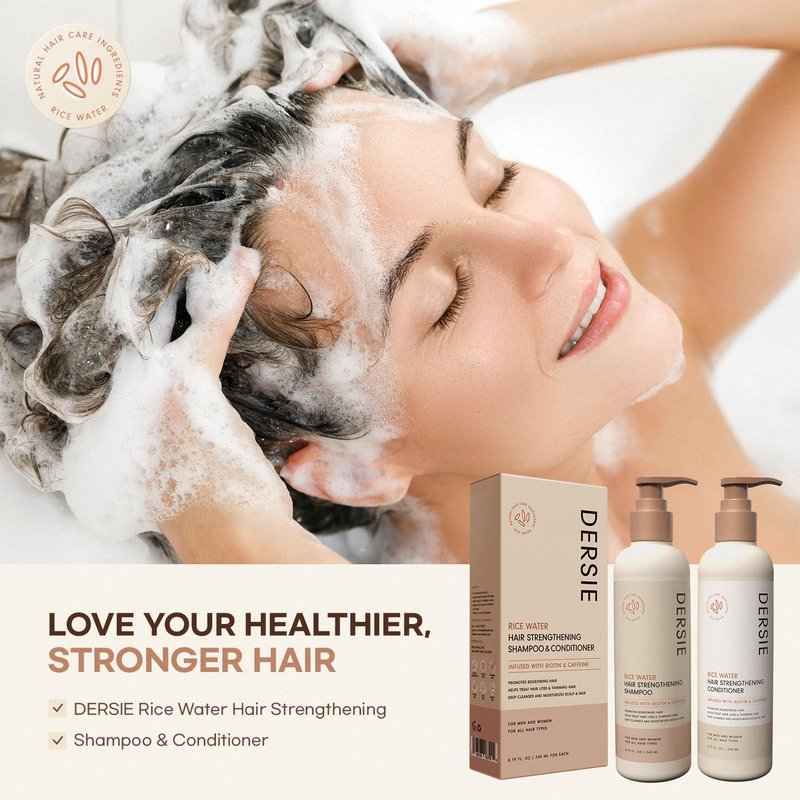 Rice Water Hair Growth Shampoo and Conditioner: Hair Growth Shampoo and Conditioner Infused with Biotin and Caffeine for Thinning Hair (Rice Water Shampoo & Conditioner)