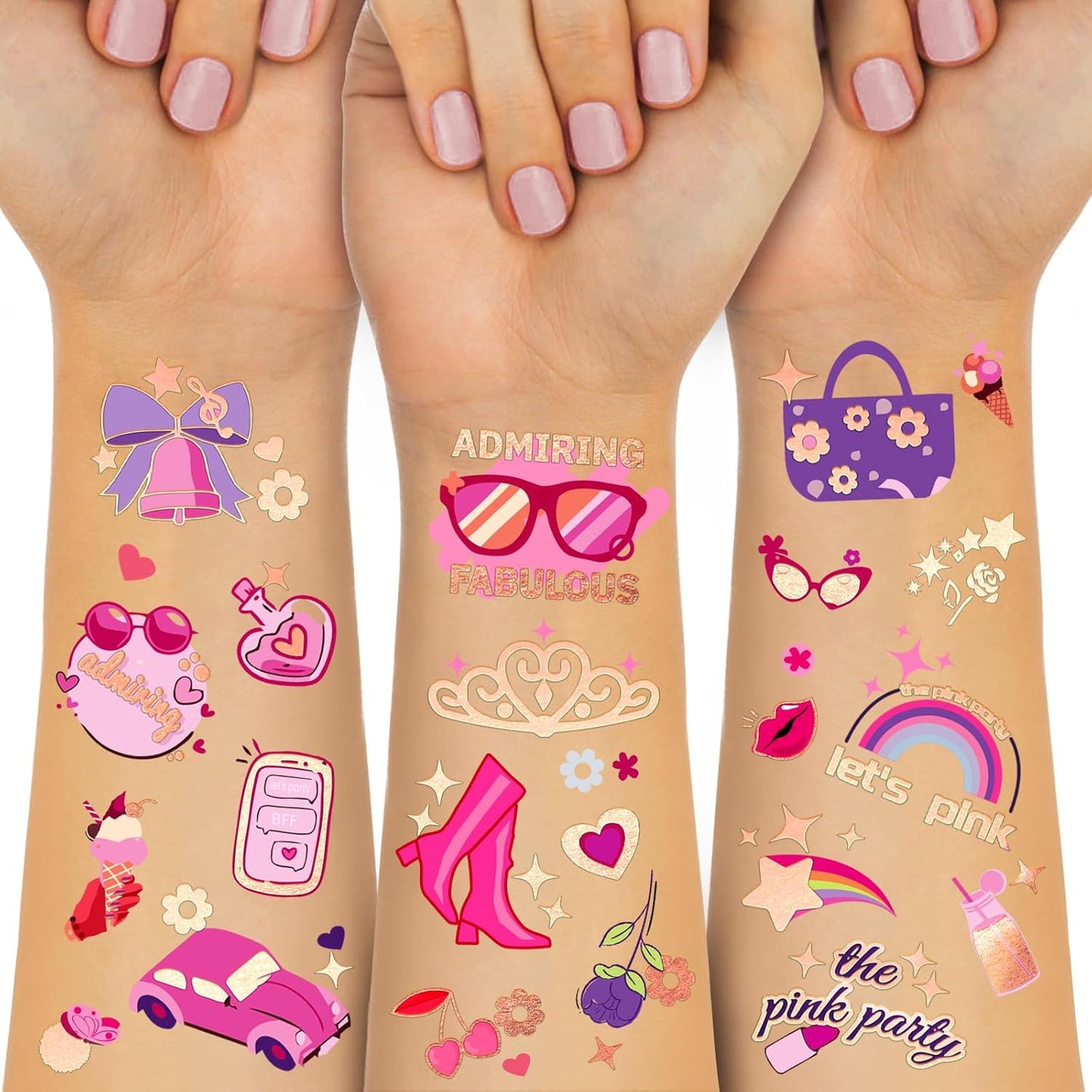 Waterproof Temporary Tattoos - 118pcs Groovy Fake Tattoo for Kids Birthday Party Supplies, Star Unicorn Smiley Rainbow Flower Candy Crown Arts and Crafts for Boys or Girls 6 7 8 9 10 11 12 years old