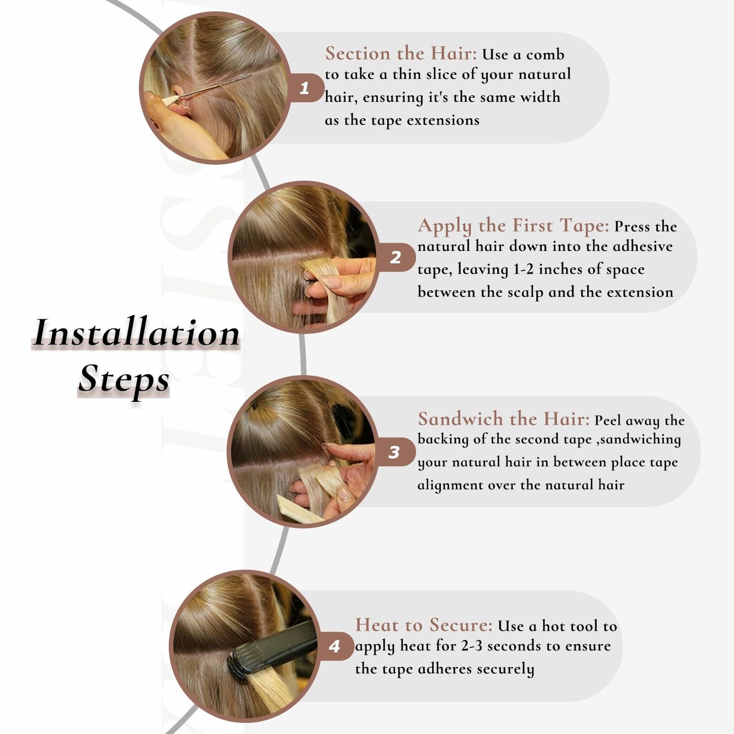Hyssiet Tape in Hair Extensions Human Hair, 20pcs 50g 14 Inch Tape in Hair Extensions,Chocolate Brown Highlighted Caramel Blonde,Invisible Remy Soft Natural Thick Real Human Hair Extensions