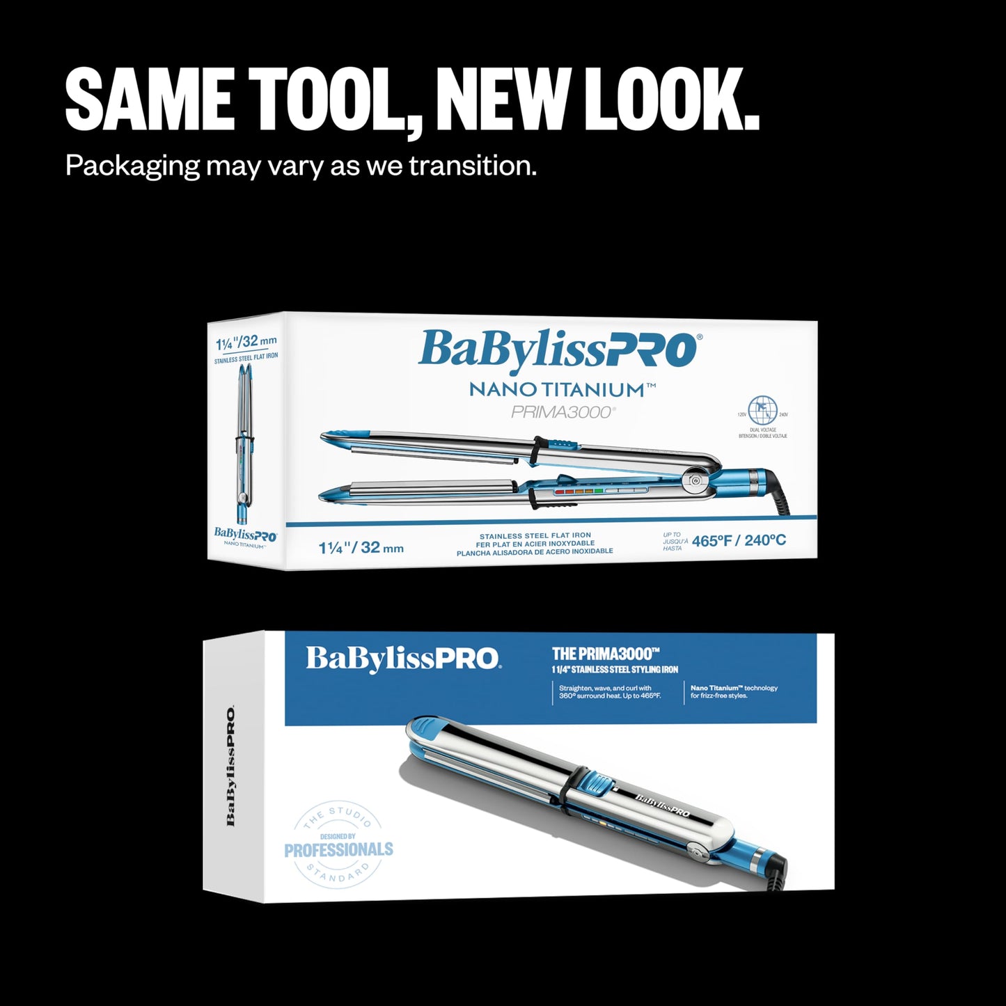 BabylissPRO Nano Titanium Prima Ionic Hair Straightener, Curl and Straighten Hair With One Professional Tool, Blue
