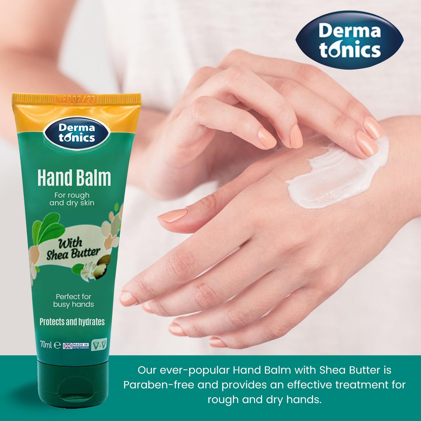 Dermatonics Natural Hand Care Balm | Shea Butter and Urea Formula for Rough, Dry Skin and Cracking | Expert Formulated and Paraben-free | Moisturizing Cream for Soft and Nourished Hands | 2.37 fl oz