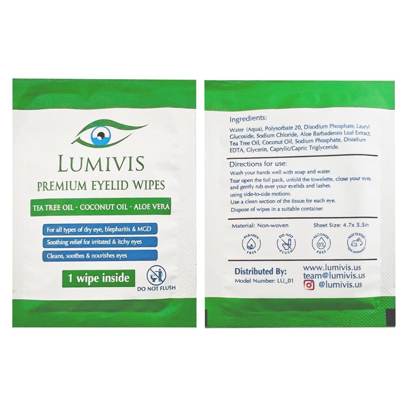Lumivis Eyelid Wipes – Gentle Daily Eye Hygiene, 144 Individually Wrapped