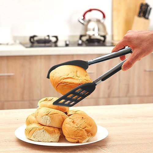 Fox Run Small Nylon Waffle Tongs, Non-Stick Safe 8" Black Serving Tongs