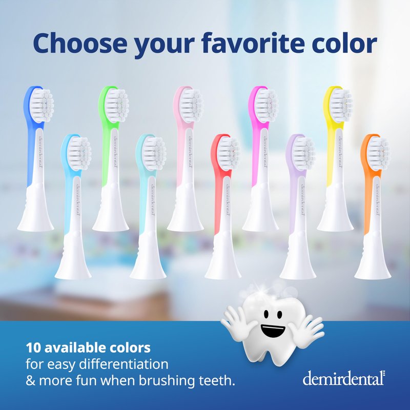 demirdental Kids Mini Toothbrush Heads Compatible with Philips Sonicare Compact Kids Toothbrush Heads - Replacement Heads Sensitive - Brush Heads from Ages 3 to 6 - Red - Replaces HX6038-8 Pack