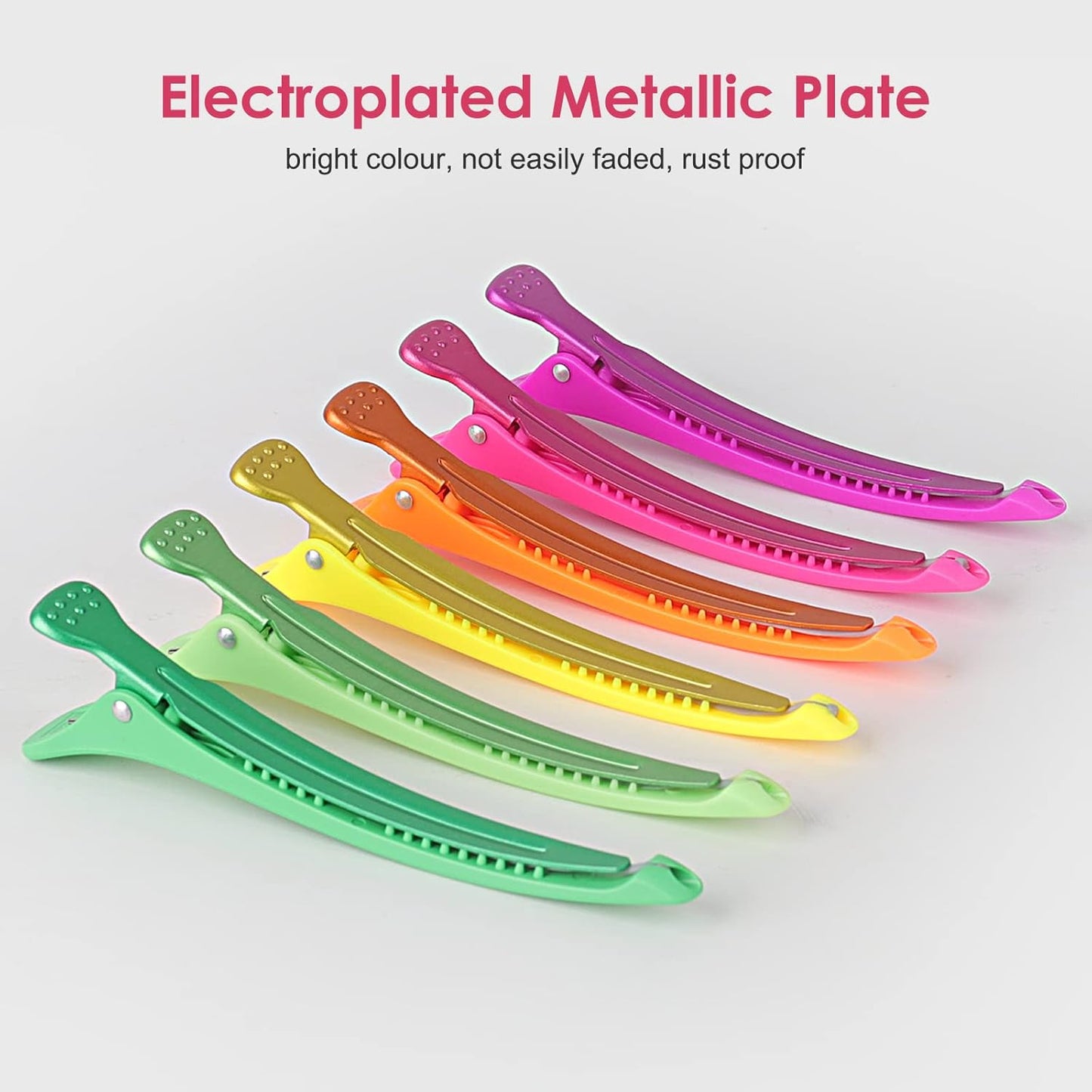 AIMIKE 6pcs Professional Hair Clips for Styling Sectioning, Anti-Slip No-Trace Duck Billed Hair Clips with Silicone Band, Salon and Home Hair Cutting Clips for Hairdresser, Women, Men - 4.3” Long