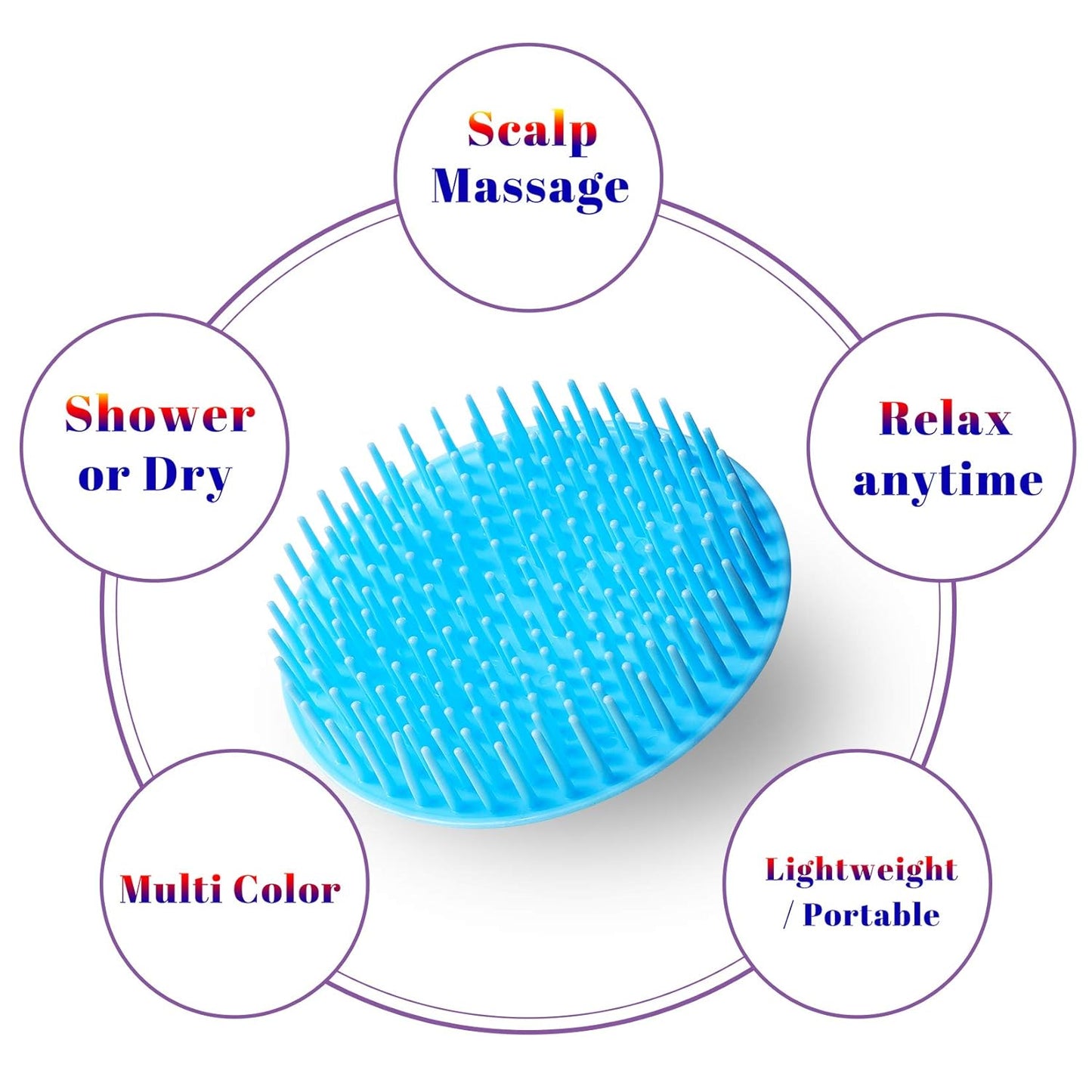 4Pack Hair Scalp Exfoliator Brush Dandruff Cleaning brush, Flexible Scalp Massager, Shower Shampoo Brush for Home, Office, Travel and Pets-BBTL