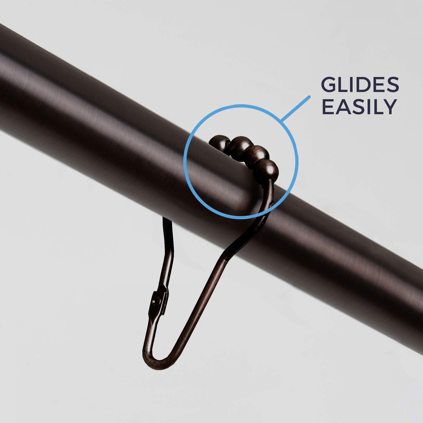 Maytex V-Hinged Glide Shower Curtain Hook, Oil Rubbed Bronze, 12 Pack
