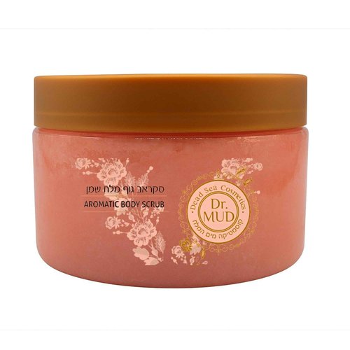 Dead Sea Salt Aromatic Mineral Body Scrub – Exfoliating Salt Scrub for Body and Feet with Jojoba Oil, Almond Oil, Vitamin E & Essential Oils – Hydrating, Moisturizing, Smoothing (250 gr, Rose)