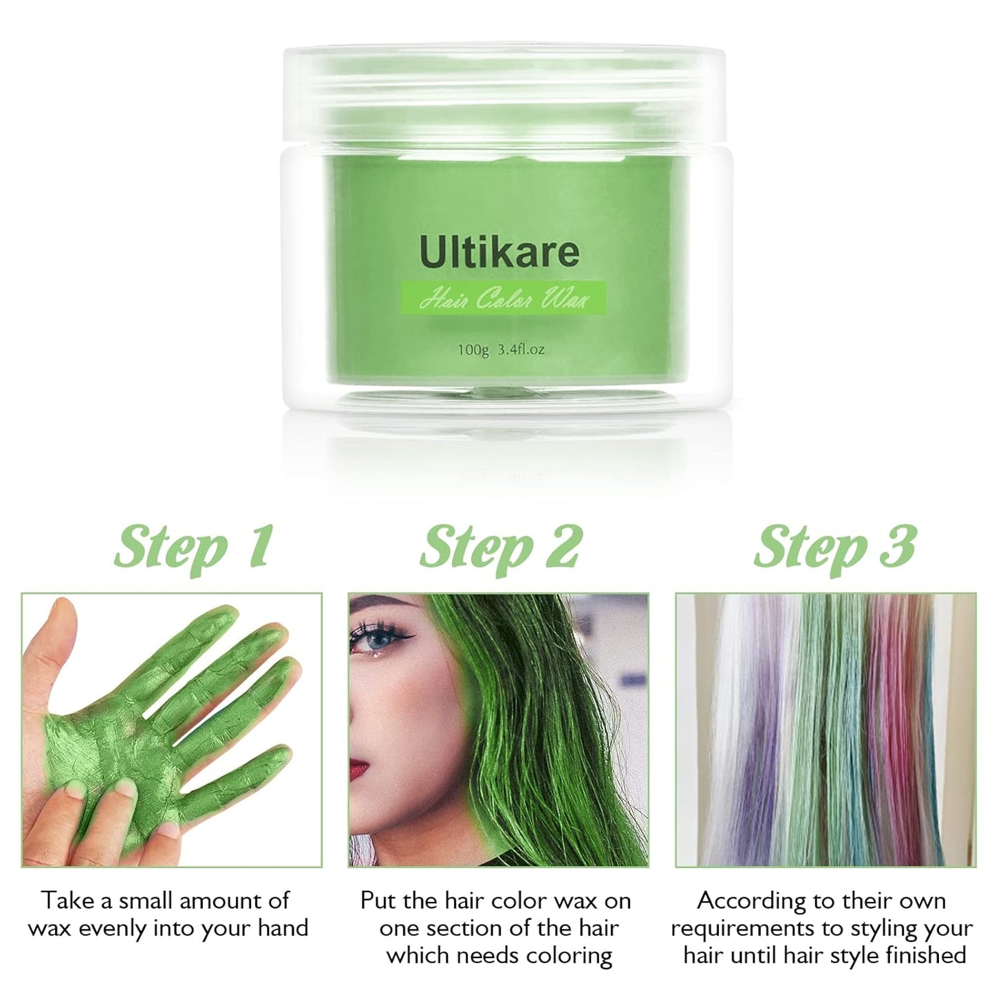 Temporary Hair Color for Kids, Ultikare Orange Hair Dye Washable Natural Hair Wax Color Chalk Mud Cream DIY Hairstyle Clay For Dark Hair Halloween, Cosplay, Party, Christmas Gift Girls 3.4 Fl Oz