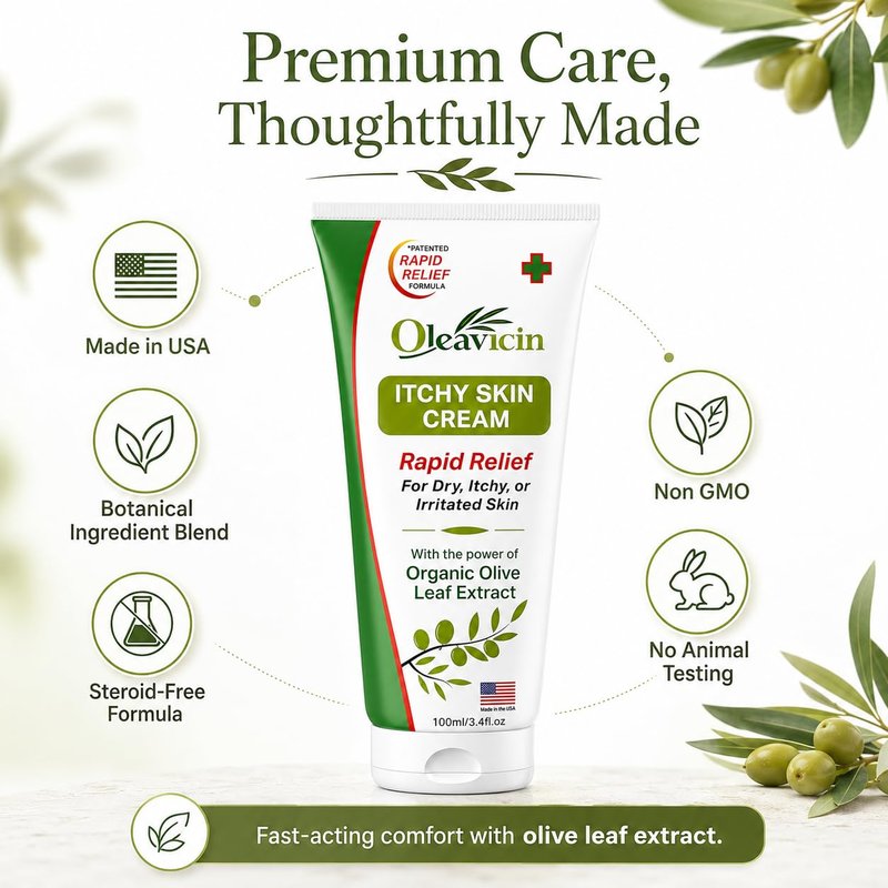 Oleavicin Extra Strength Anti-Itch Cream (2 Pack) for Dry, Itchy Skin Relief – Natural Fungal & Rash Treatment with Olive Leaf Extract – Fast-Acting, Long-Lasting Itch Relief