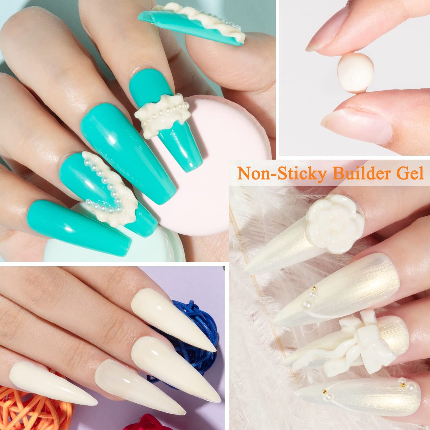MIZHSE Solid Builder Gel for Nails, Clear Non-Sticky Sculpting Gel, 3D Nail Art Carving Building Modeling Hard Nail Extension Soak Off UV/LED Nail Art Salon Home DIY 15g