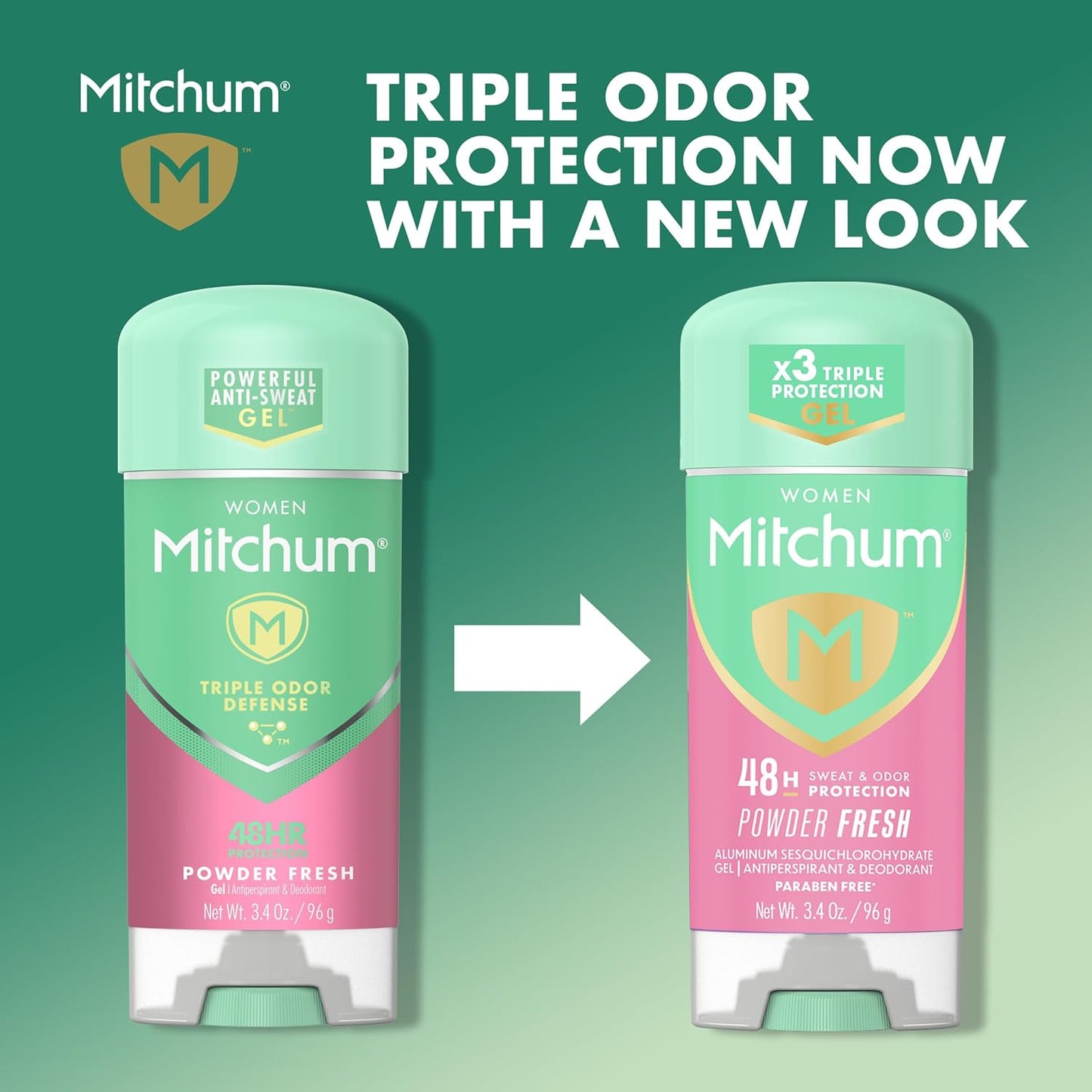 Mitchum Women’s Triple Odor Protection Antiperspirant & Deodorant Gel, Powder Fresh, 48HR Protection, 3.4 oz