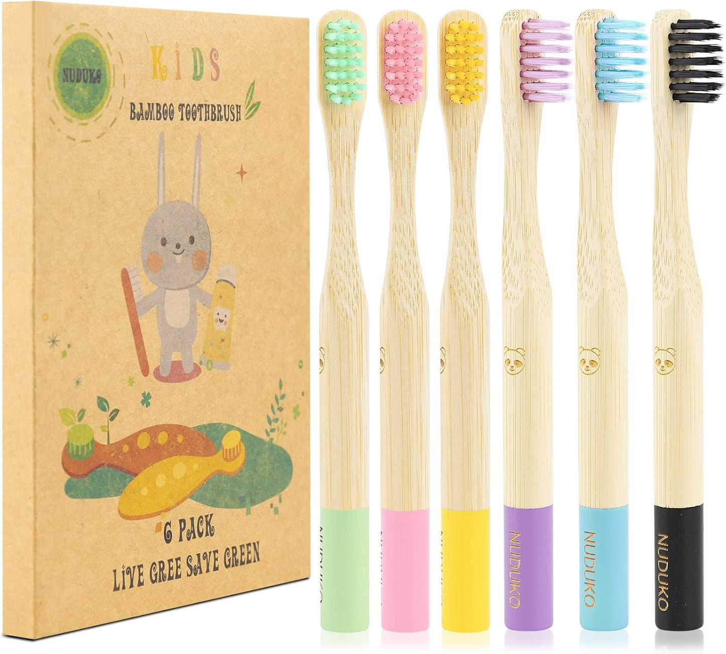 Biodegradable Bamboo Toothbrushes, 10 Piece BPA Free Soft Bristles Toothbrushes, Natural, Eco-Friendly, Green and Compostable