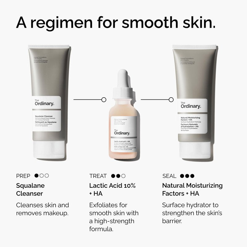 The Ordinary Lactic Acid 10% + Hyaluronic Acid 2%, High-Strength Exfoliating Serum for Smoother, Brighter Skin, 1 Fl Oz