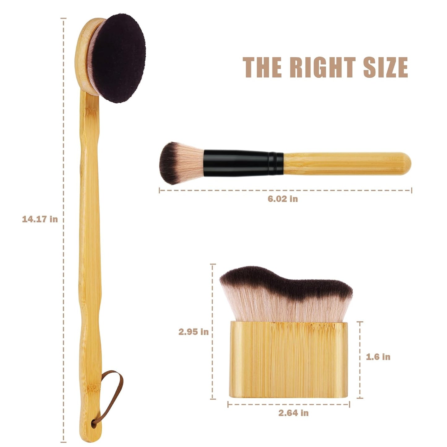 Self Tanner Brush Set - 3 Pcs Kabuki Blending Brushes for Face & Body | Back Applicator & Lotion Applicator