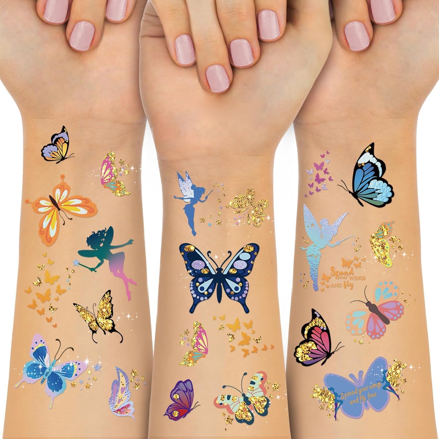 Waterproof Temporary Tattoos - 118pcs Groovy Fake Tattoo for Kids Birthday Party Supplies, Star Unicorn Smiley Rainbow Flower Candy Crown Arts and Crafts for Boys or Girls 6 7 8 9 10 11 12 years old