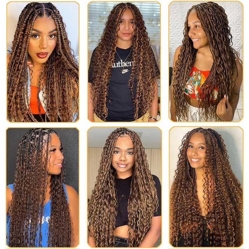 Human Braiding Hair for Boho Knotless Braids Bulk Curly Bundles Human Hair for Micro Braiding Wet and Wavy Water Wave No Weft Human Hair Extension for Box Boho Braids with 4/27# 18inch