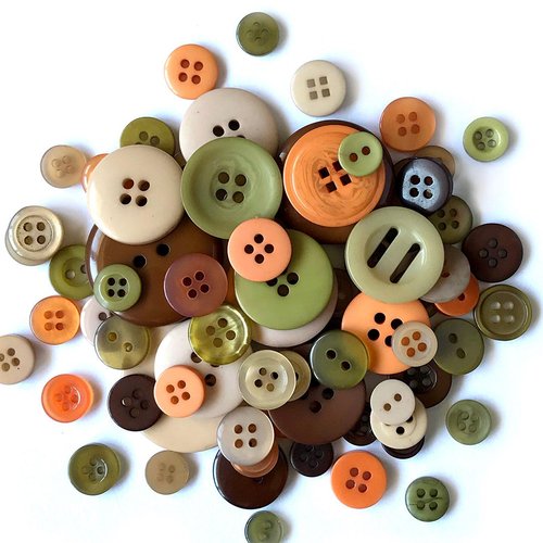 Buttons Galore Hand-Dyed Button, 3.5-Ounce, Brown/Tan/Sage Green/Burnt Orange