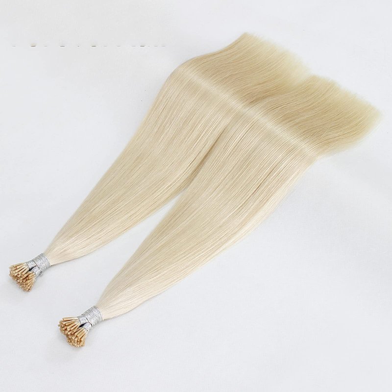 Remy I Tip Remy Human Hair Extensions For Women, 16 Inch Pre Bonded Straight iTip Hair Extensions Platinum Blonde #60 Microlink Extensions Premium Quality Keratin Fusion Stick Hair 50Strands/50G