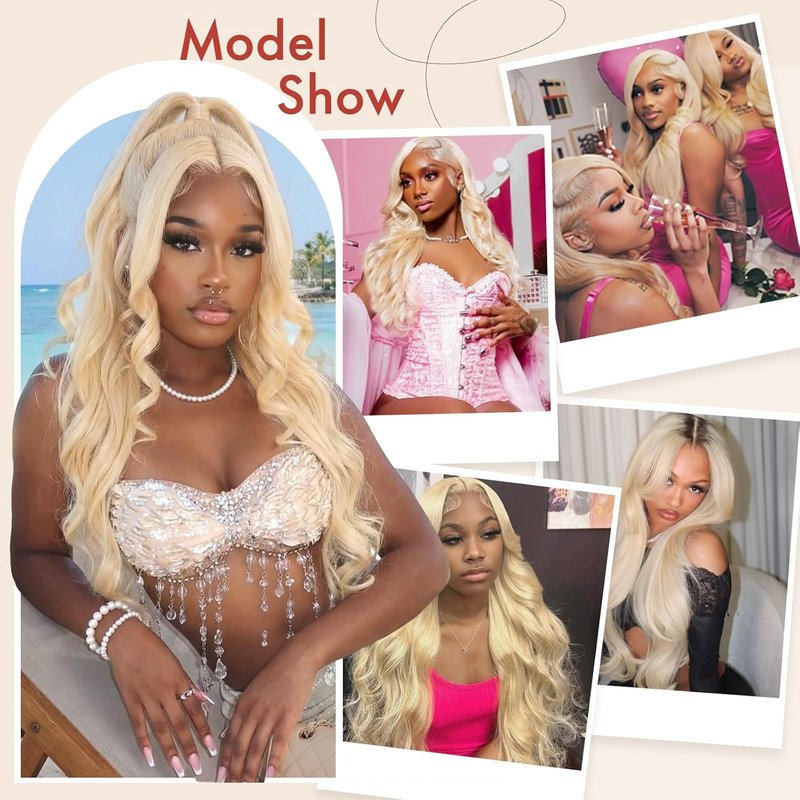 613 Blonde Body Wave Hair Bundles - 100% Unprocessed Brazilian Virgin Human Hair | 10-12-14 Inch, 3 Bundles, Double Weft