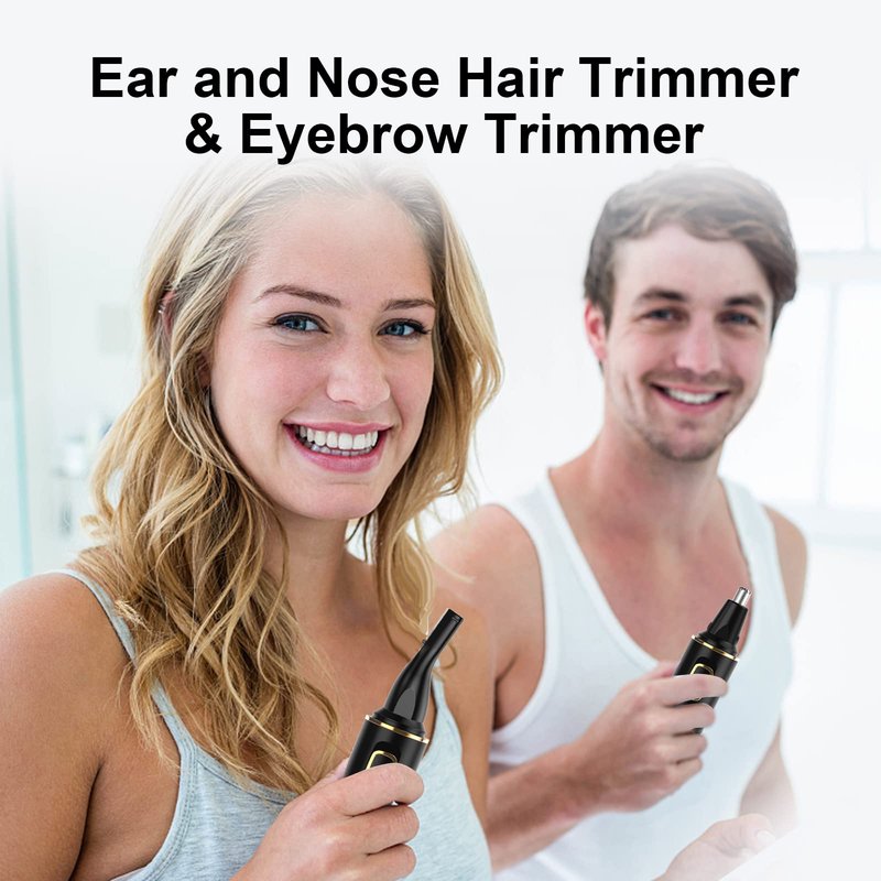 XOOMRSCP Nose Hair Trimmers for Men,Rechargeable Hair Trimmer 2 in 1 Painless Multifunctional Ear and Nose Hair Trimmer with IPX7 Waterproof Dual Edge Blades (Black)