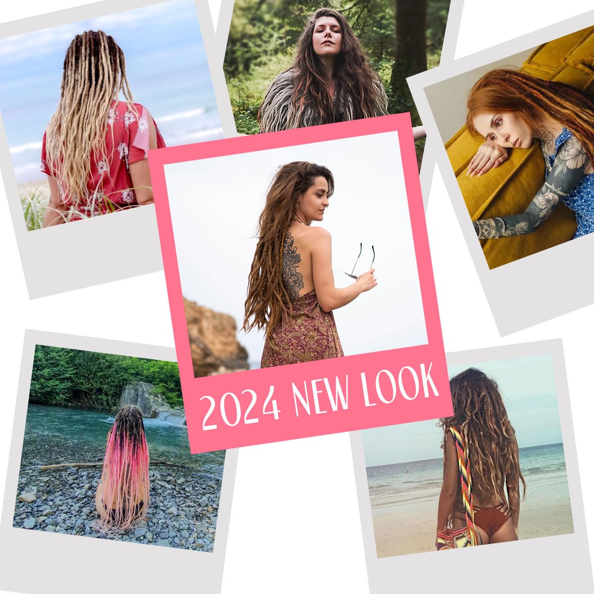 KRALER 24 Inch Mixed DE Dreadlock Extensions Sets, 3 in 1 20 Strands Synthetic Double Ended Dreads Extensions, Brown to Blonde Hippie Crochet Dreads Style for Girls