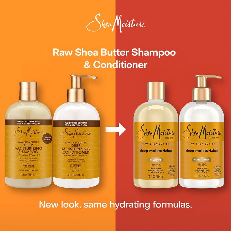 SheaMoisture Deep Moisturizing Shampoo & Conditioner Set - Raw Shea Butter, Sea Kelp & Argan Oil | 13 Oz Each