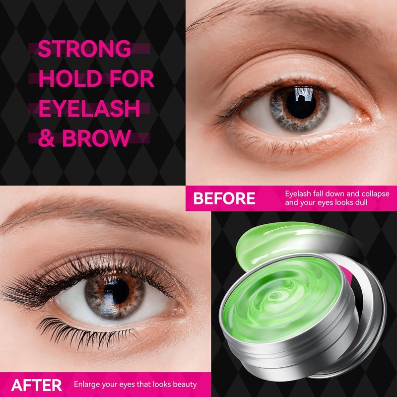 Lash Lift Glue Balm Kit, Upgraded Eyelash Lift Glue Balm with Lash Lift Pads and Brush for Perfect Eyelash Perm & Brow Lamination, Easy to Apply and Fast Drying & Strong Hold