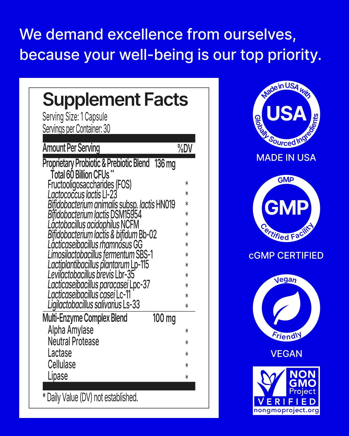 WonderBiotics Probiotics for Gut-Immune Defense, 60 Billion CFU, 12 Clinically Studied Strains with Digestive Enzymes, Gut Barrier Health, Bloating & Gas Relief, Regularity - 30 Vegan Capsules