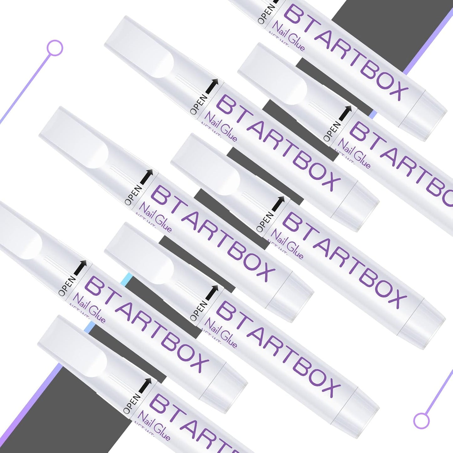 Nail Glue for Acrylic Nails - Nail Glue for Press On Nails, 8 Pcs BTArtbox Adhesive Super Bond for Fake Nails Tips Long Lasting, 0.07 oz