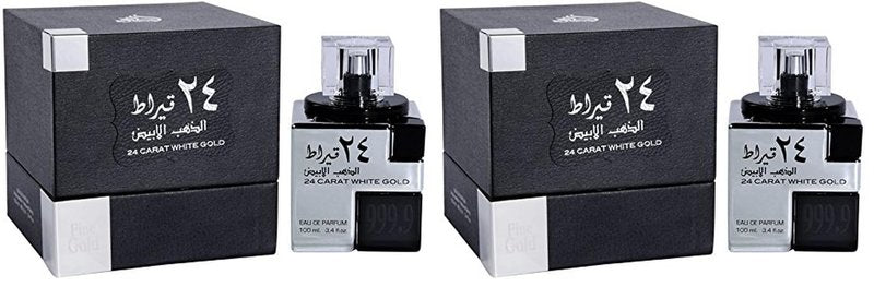 Lattafa 24 Carat White Gold for Unisex Eau de Parfum Spray, 3.4 Ounce (Pack of 2)