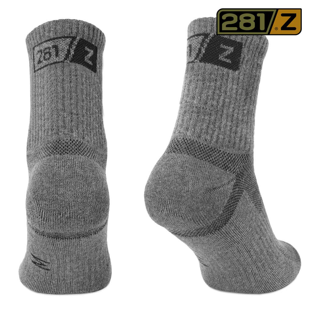 281Z Military Cotton Micro Crew Boot Socks - Cushioned Sole - Moisture Wicking - Odor Resistant - Hiking Trekking Outdoor (Dark Grey Medium 4 Pairs Pack)