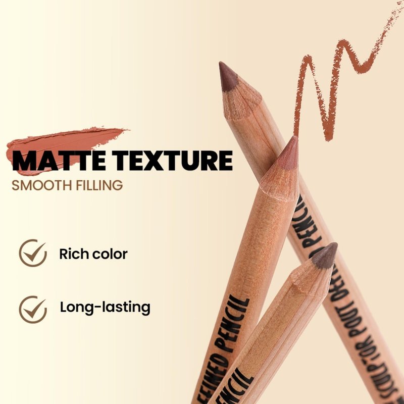 MAEPEOR Lip Liner Set 6Pcs Pure Natural Oak Brown Pink Red Series Lip Liners Smooth High Pigmented Matte Finish Lipliner Pen Kit (Set 03)