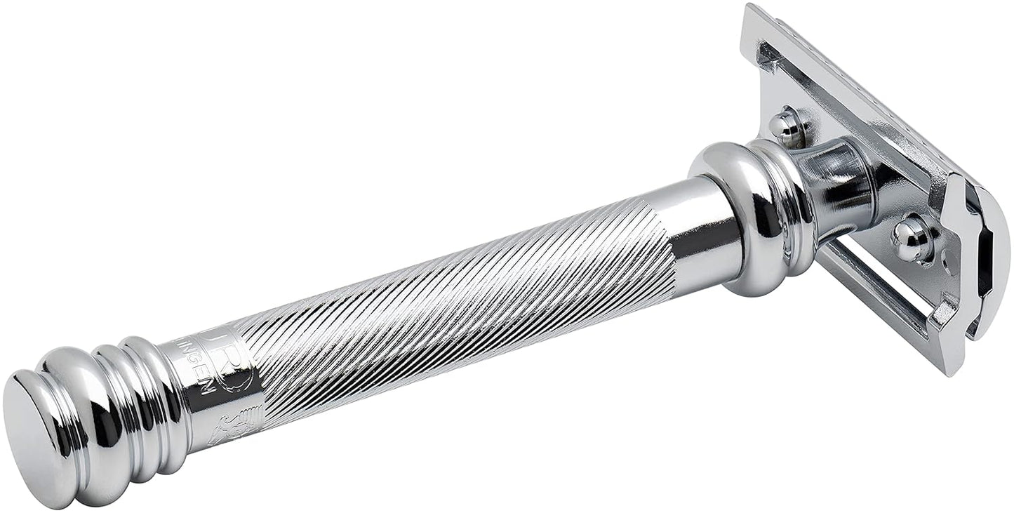 Merkur 38C Double Edge Safety Razor | Chrome Finish, Extra Large Grip, Eco-Friendly Design