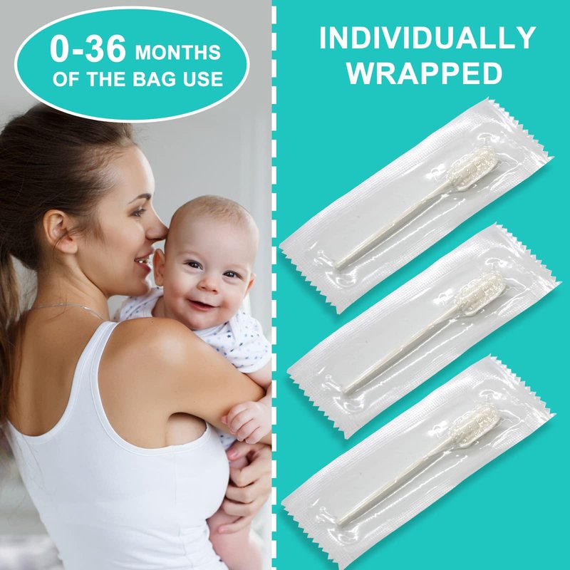 JJOVCE Baby Tongue Cleaner,Disposable Baby Mouth Cleaner, Soft Gauze Toohthbrush Newborn Oral Cleaning Stick Dental Care for 0-36 Month(200)