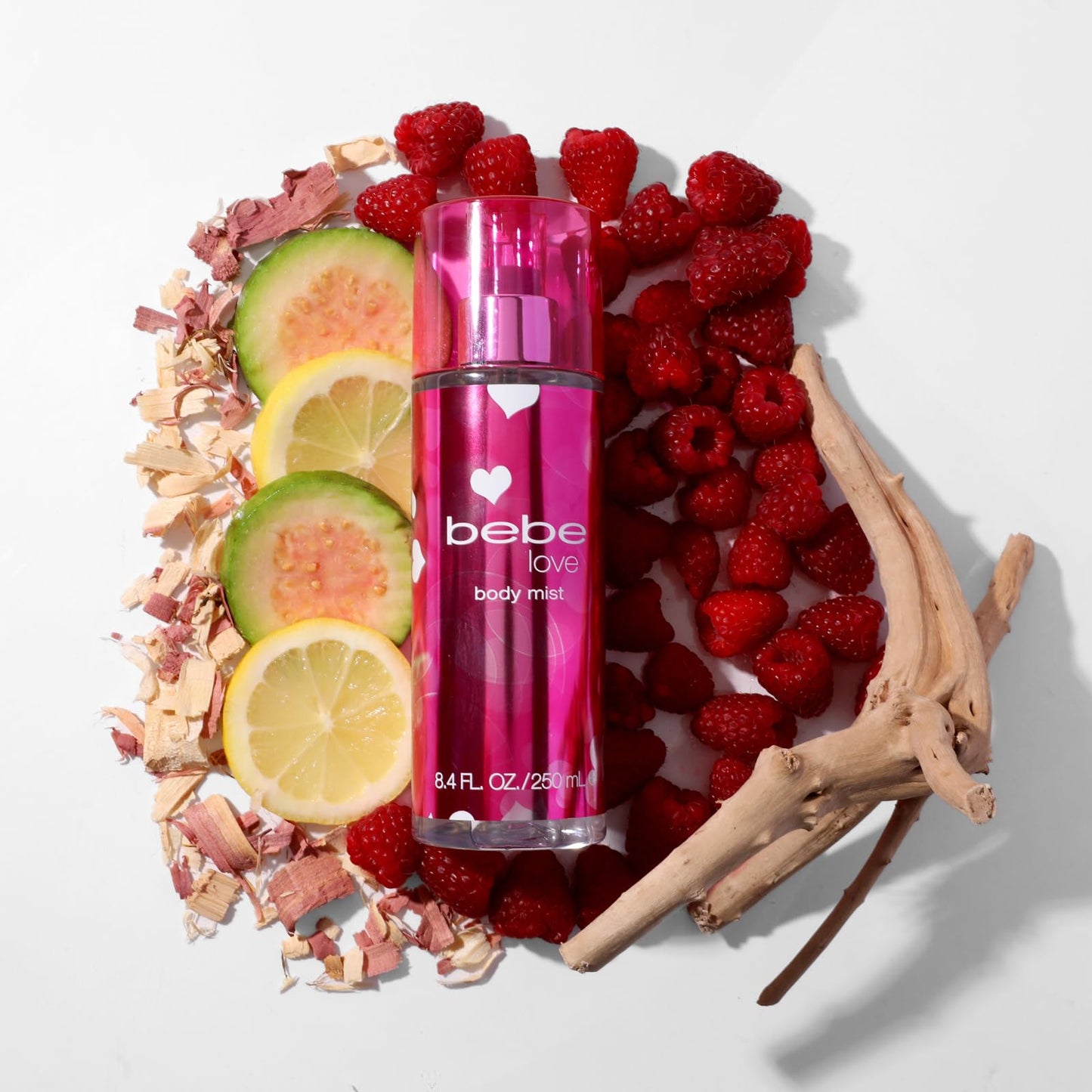 Bebe Love Body Mist - Body Spray for Women - Floral Fruity Fragrance Mist - Romantic Scent with Sicilian Lemon, Redcurrant, and Pink Freesia - 8.4 oz