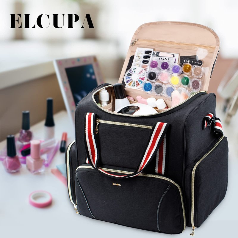 ELCUPA Large Nail Polish Organizer Holds 80 Bottles(15ml - 0.5 fl.oz) with 3 Removable Nail Polish Cases,Nail Organizers and Storage for Nail Tech Suppliers