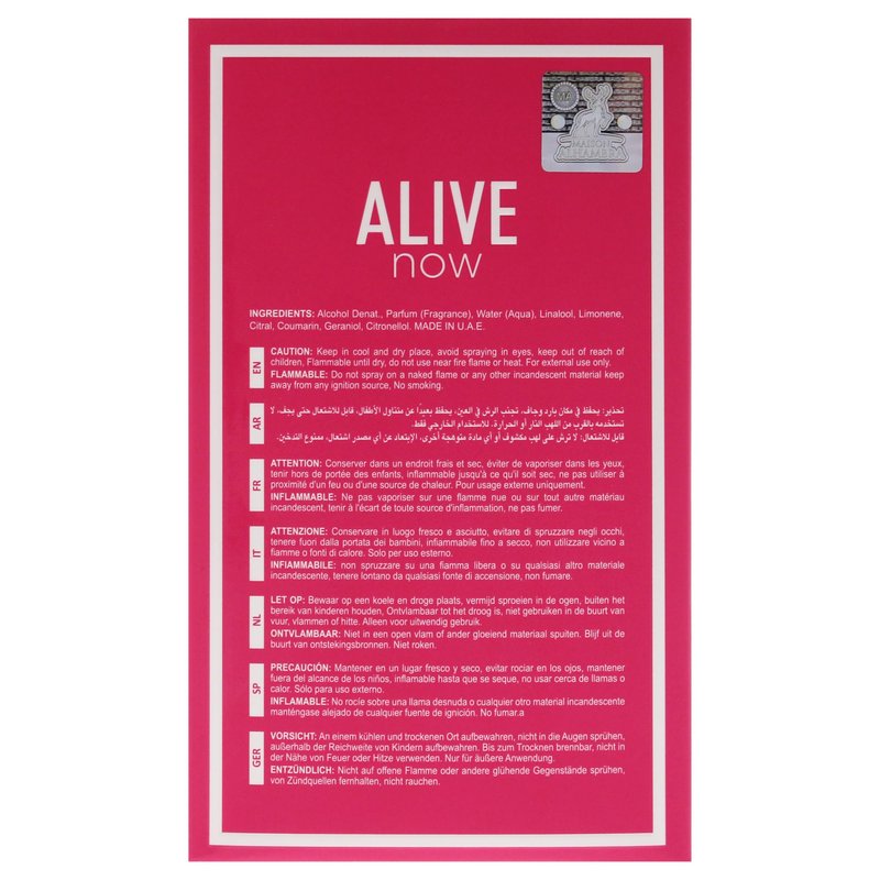 Lattafa Alive Now by Maison Alhambra for Women - 3.4 oz EDP Spray